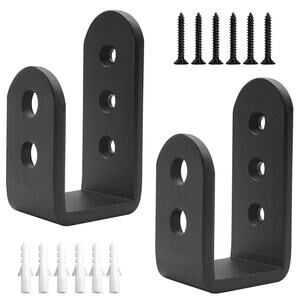 2 Pack Heavy Duty 2x4 Door Barricade Brackets, Security Lock, Holder Bar, Black